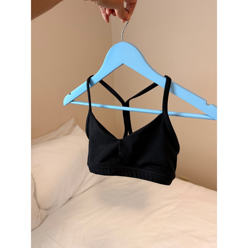 FLEO Black Sports Bra V-Neck T-Back Racerback Athletic Training Top Small